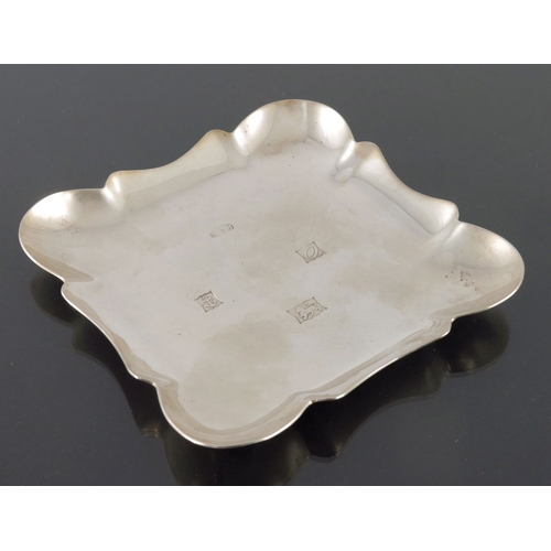 111 - An Elizabeth II silver dish, A E Jones, Birmingham 1963, square section with ogee crimped edges, 10.... 