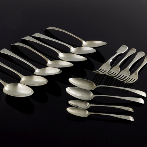 141 - A large collection of George III and later silver flatware, various makers and dates, including Old ... 