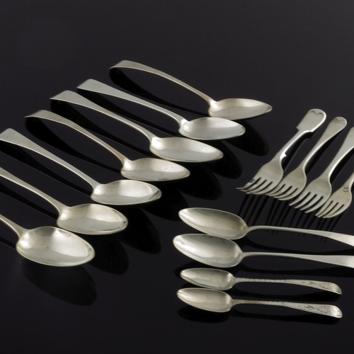 141 - A large collection of George III and later silver flatware, various makers and dates, including Old ... 