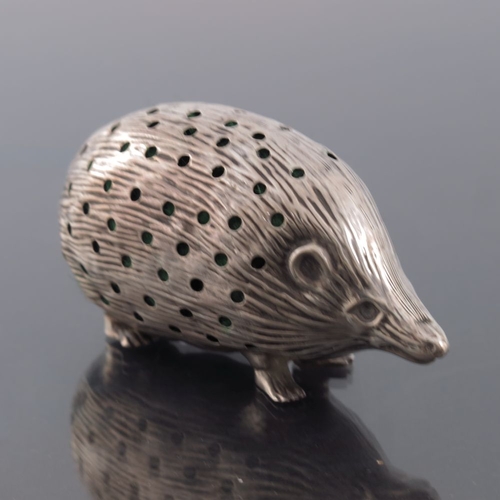 166 - An Edwardian novelty silver pin cushion, Adie and Lovekin, Birmingham 1906, modelled as a hedgehog o... 