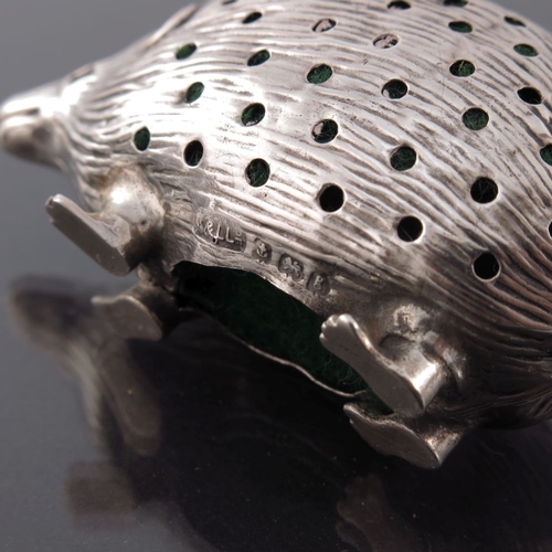 166 - An Edwardian novelty silver pin cushion, Adie and Lovekin, Birmingham 1906, modelled as a hedgehog o... 