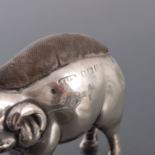 172 - An Edwardian novelty silver pin cushion, Adie and Lovekin, Birmingham 1907, modelled as an elephant ... 