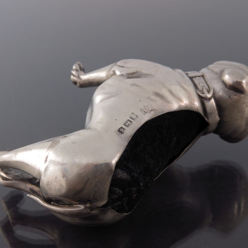 190 - An Edwardian novelty silver pin cushion, Robert Pringle, Birmingham 1906, modelled as a bulldog, sta... 