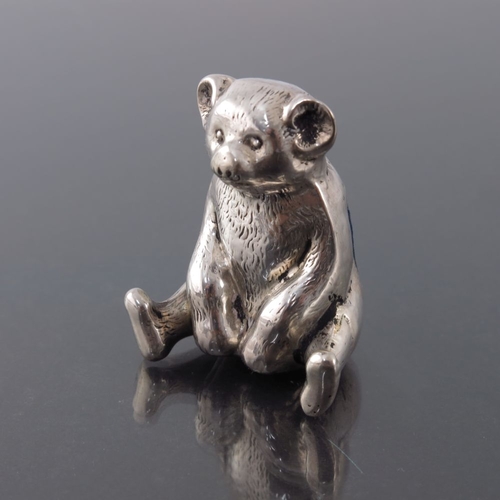 192 - An Edwardian novelty silver pin cushion, W J Myatt and co., Chester 1909, modelled as a teddy bear, ... 