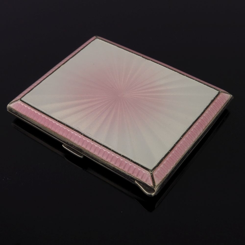 202 - An Edward VII set of three enamel items in pink and white guilloche enamel, cigarette case, octagona... 