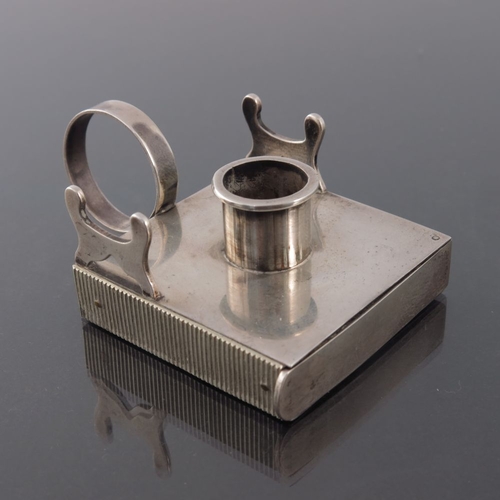 207 - An Edwardian silver combination vesta chamber stick pen stand, Stuart Clifford, London 1902, cuboid ... 