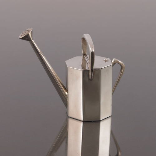 213 - A Victorian silver novelty pepper pot, Thomas Stapleton, London 1889, in the form of a watering can,... 