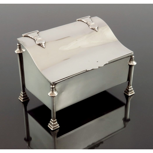 216 - A Victorian silver jewellery casket, Martin Hall and Co., Sheffield 1896, rectangular form with ogee... 