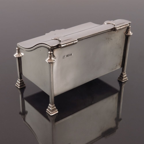 216 - A Victorian silver jewellery casket, Martin Hall and Co., Sheffield 1896, rectangular form with ogee... 