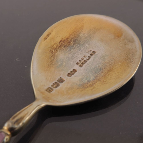 228 - A cased Harlequin set of six George V silver gilt and enamelled spoons, Turner & Simpson Ltd, Birmin... 