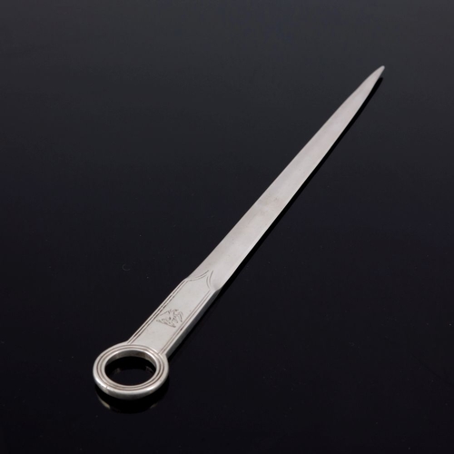 244 - A William IV silver meat skewer, William Theobalds, London 1831, threaded circular handle, 30.5cm lo... 