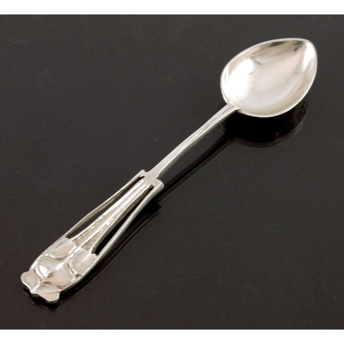 263 - Archibald Knox for Liberty and Co., an Arts and Crafts silver Decos teaspoon, London 1899, cast and ... 