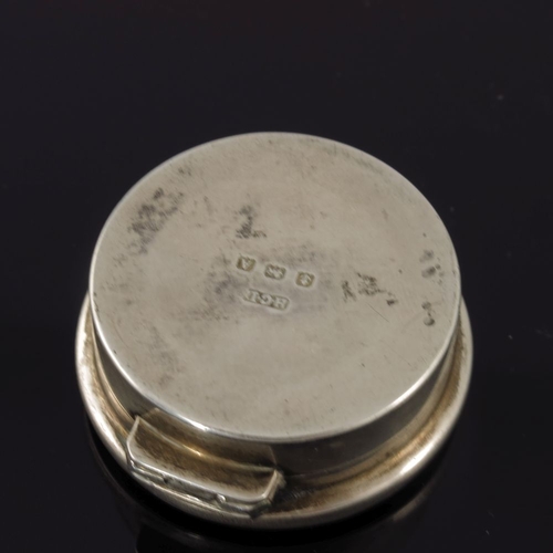 268 - An Arts and Crafts silver and enamelled pill box, Henry Clifford Davis, Birmingham 1925, circular fo... 