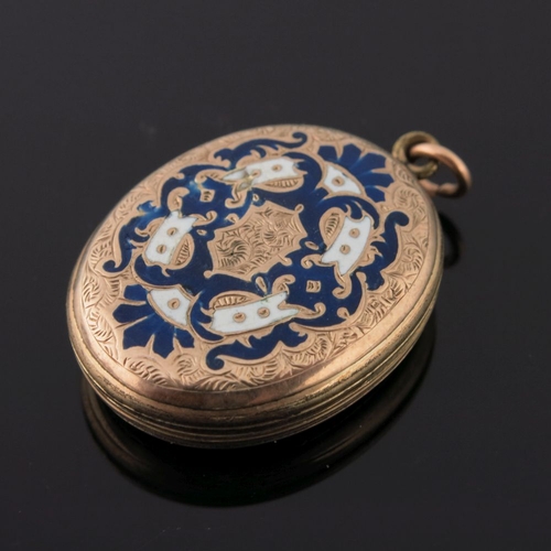 316 - A gilt metal and enamel locket, painted to depict a bouquet of flowers to the cover, together with a... 