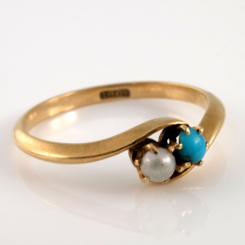 321 - A set of blue gem and turquoise jewels, to include an 18ct gold turquoise and imitation pearl ring, ... 