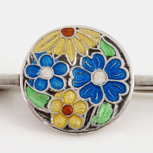 328 - An Arts and Crafts silver and enamel bar brooch, A H Darby (attributed), circa 1920s, designed as a ... 