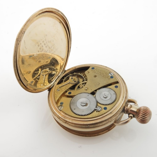 335 - Waltham, a 14ct gold plated pocket watch, keyless manual wind movement signed American Waltham USA T... 