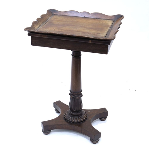 347 - A William IV rosewood occasional table/plant stand, circa 1830, rectangular top with serpentine edge... 