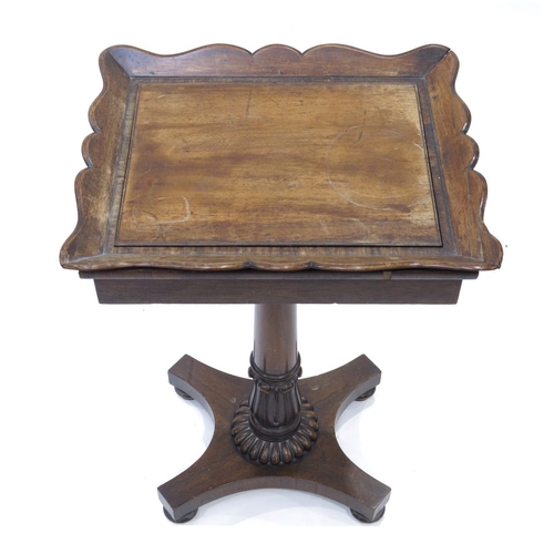 347 - A William IV rosewood occasional table/plant stand, circa 1830, rectangular top with serpentine edge... 