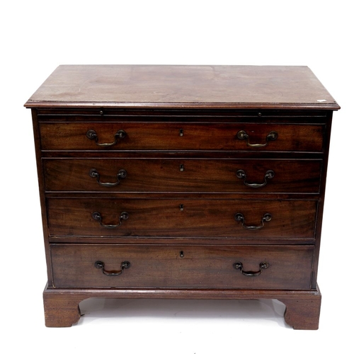 349 - A George III mahogany chest of drawers, circa 1770, moulded top, brushing slide over four long drawe... 