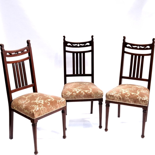 375 - Wylie and Lochhead (attributed), three Arts and Crafts Glasgow School mahogany chairs, circa 1905, e... 