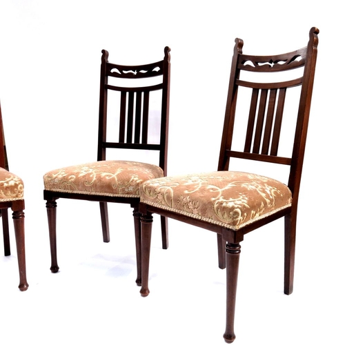 375 - Wylie and Lochhead (attributed), three Arts and Crafts Glasgow School mahogany chairs, circa 1905, e... 