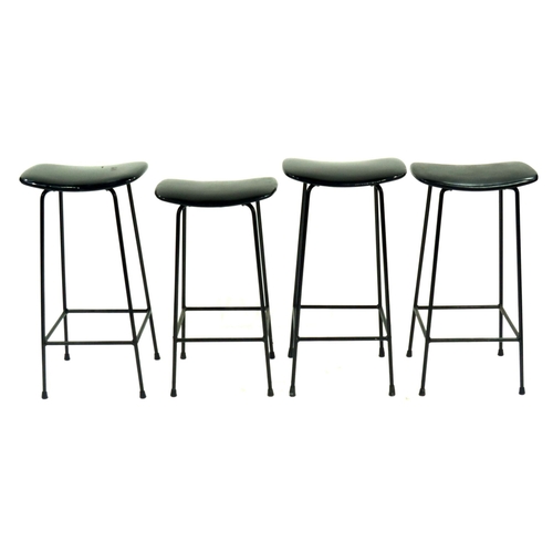 383 - Frank Guille for Kandya, four Program stools, circa 1958, each with black tubular frames and black v... 