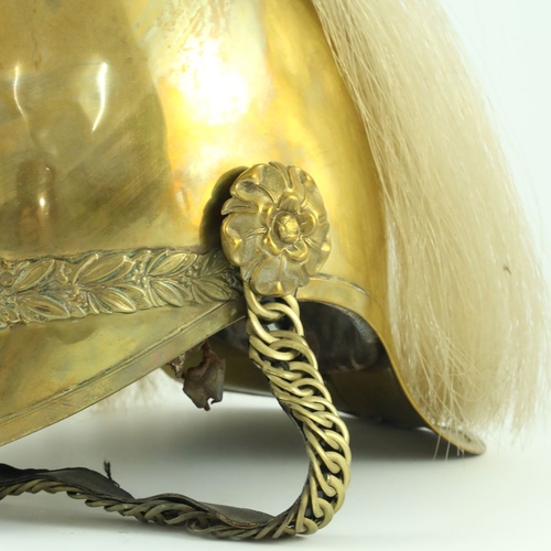 389 - 4th (Royal Irish) Dragoon Guards troopers helmet, 1871 pattern, brass shell with starburst badge to ... 