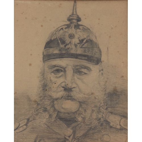 400 - A pair of portraits of German Emperors Wilhelm I and Frederick III, pencil drawings, 26 by 20cm, fra... 