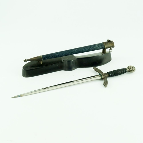 402 - Third Reich German miniature Luftwaffe Officer's dress sword letter opener, blade marked Alcoso, hou... 