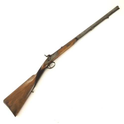 420 - An English percussion sporting rifle by William Dooley Liverpool, circa 1850's, octagonal barrel, sc... 