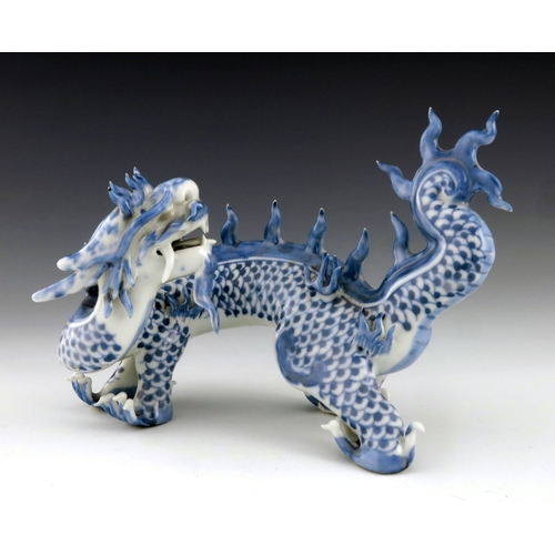 456 - A Japanese Hirado porcelain figure of a dragon, Meiji period, 1868-1912, blue scales, four claws, mo... 