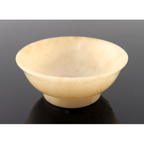 468 - A Chinese pale jade small bowl, gently everted rim, four character incised seal mark to base, height... 