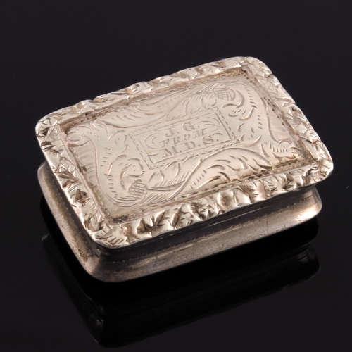 235 - A Victorian silver vinaigrette, Nathaniel Mills, Birmingham circa 1840, cushioned cuboid form with c... 