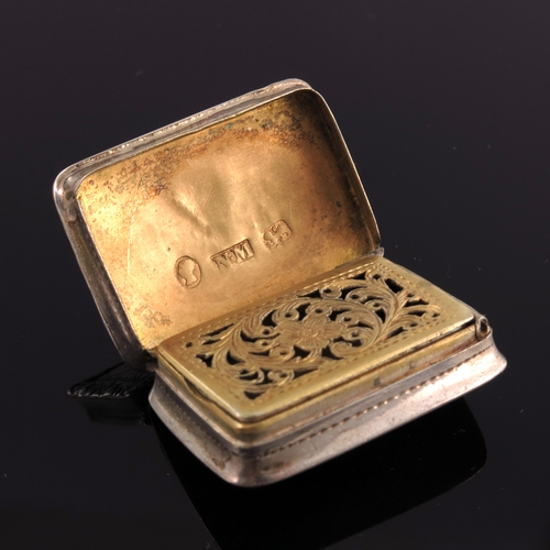 235 - A Victorian silver vinaigrette, Nathaniel Mills, Birmingham circa 1840, cushioned cuboid form with c... 