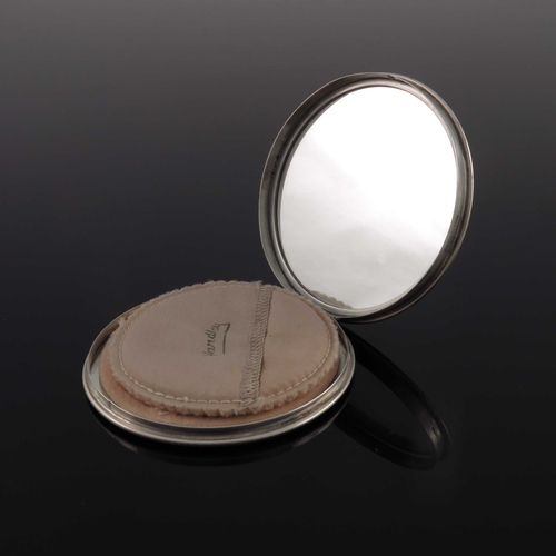 111 - A George VI silver and enamelled compact, Henry Clifford Davis, Birmingham 1947, circular with pink ... 