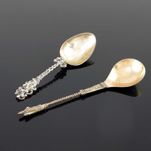 18 - Two 19th century historical revival Dutch silver gilt Apostle spoons, cast and chased decoration, st... 