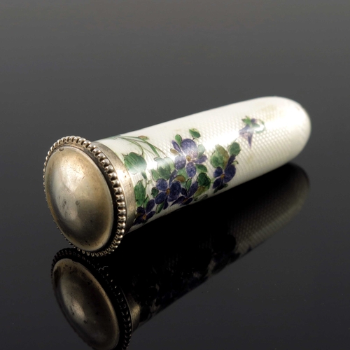 24 - An Austrian silver gilt and enamelled needle case or lipstick holder, Georg Adam Schied, Vienna circ... 