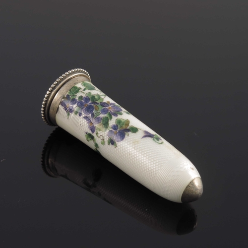 24 - An Austrian silver gilt and enamelled needle case or lipstick holder, Georg Adam Schied, Vienna circ... 