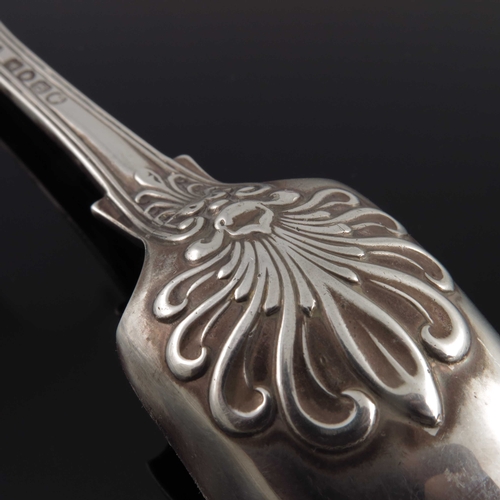 88 - A Victorian silver stilton scoop, Elizabeth Eaton, London 1854, Queens Pattern, 20.5cm long, 2.85ozt