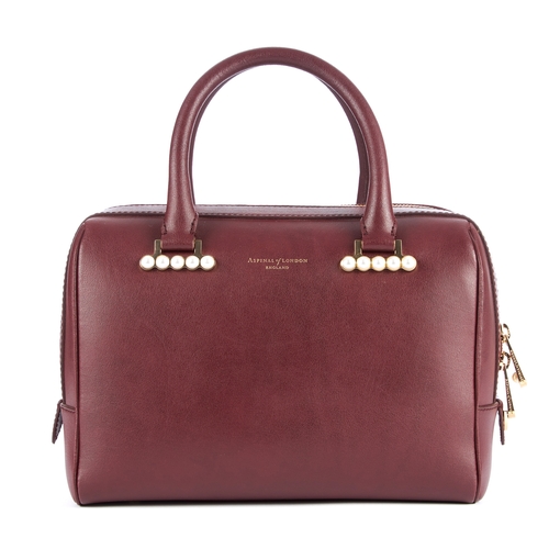 10 - Aspinal of London, a burgundy Pearl Boston bag, handmade from the finest smooth Italian calf leather... 