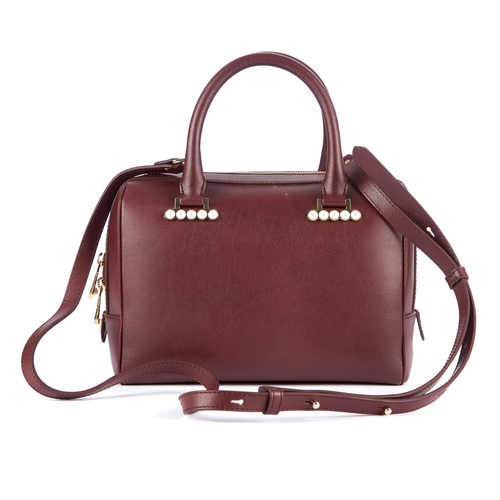 10 - Aspinal of London, a burgundy Pearl Boston bag, handmade from the finest smooth Italian calf leather... 