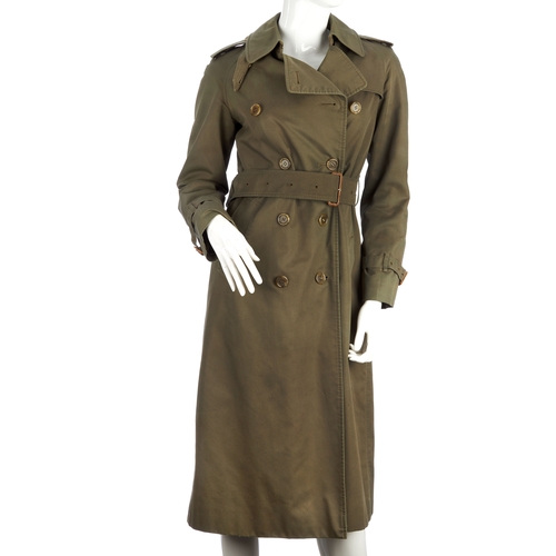18 - Burberry, a ladies knee-length classic khaki green trench coat, featuring a fully detachable interio... 