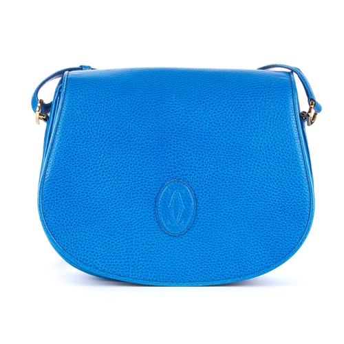 24 - Cartier, a Must De Cartier crossbody handbag, crafted from blue grained leather, featuring maker's f... 