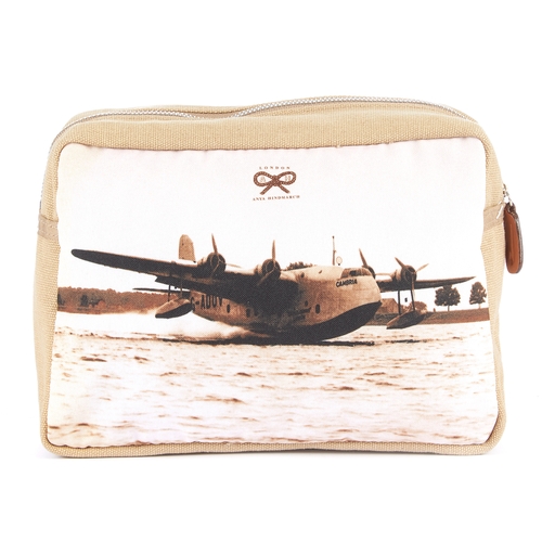 6 - Anya Hindmarch, four cosmetic pouches, to include a beige canvas example picturing Imperial Airways ... 