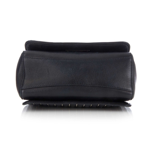 187 - Jimmy Choo, a black Helia handbag, designed with a black leather exterior featuring silver-tone stud... 