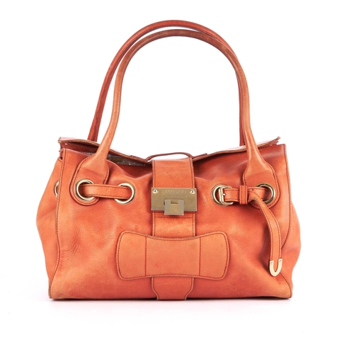 189 - Jimmy Choo, a peach leather handbag, with gold-tone hardware, double rolled leather handles, thin wr... 