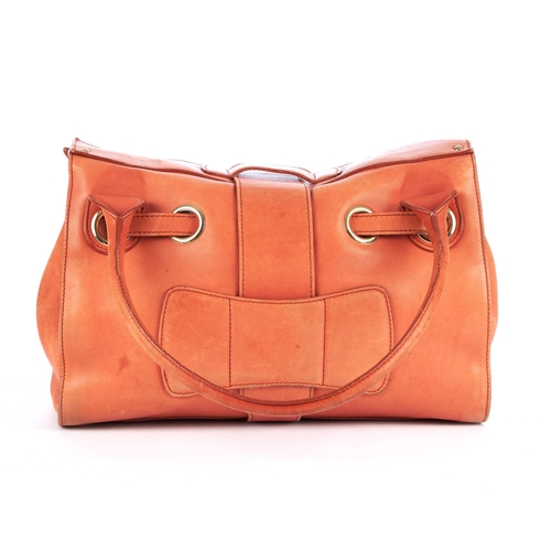 189 - Jimmy Choo, a peach leather handbag, with gold-tone hardware, double rolled leather handles, thin wr... 