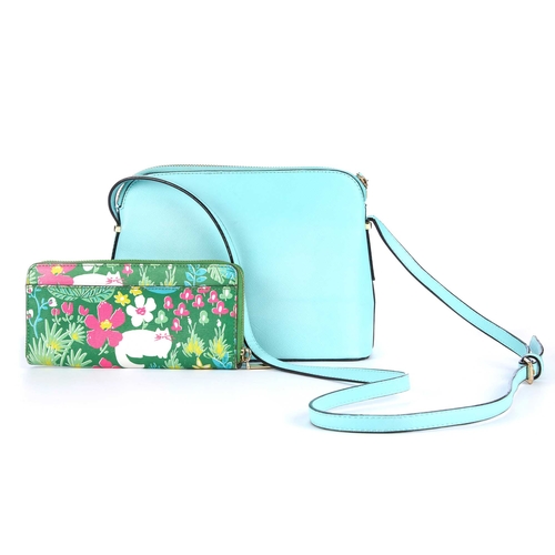 193 - Kate Spade, a handbag and a wallet, to include a pastel mint green saffiano leather handbag, featuri... 