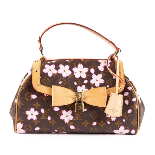 199 - Louis Vuitton, a Cherry Blossom Retro handbag, designed with pink smiley faced cherry blossoms print... 